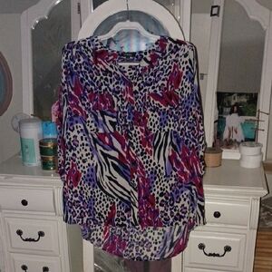 Elementz Purple and Red Animal Print Blouse